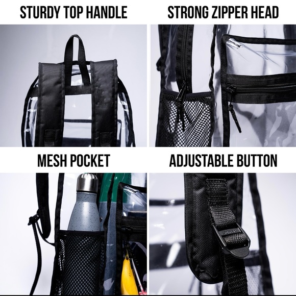 Clear Backpacks For School Large Black Clear Bookbag Lot Of 12 Units - Picture 3 of 9